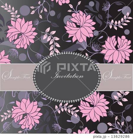 Invitation with pink flowers background 13629286