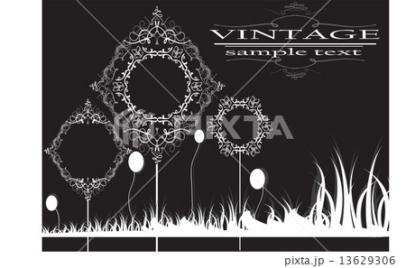 Vintage invitation card with ornate elegant retro abstract flora 13629306