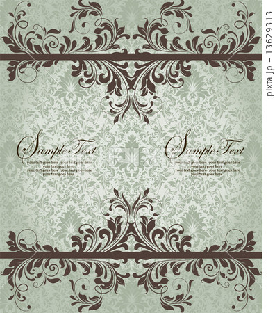 Vintage invitation card with ornate elegant abstract floral desi Vintage invitation card with ornate elegant abstract floral desi 13629313