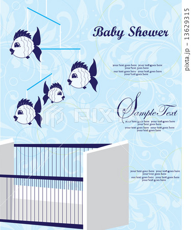 Vintage baby shower invitation card with ornate elegant abstract 13629315