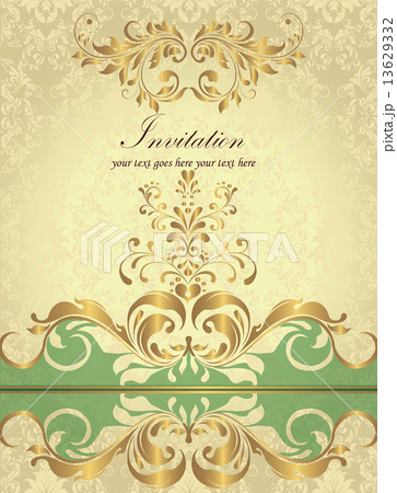 Vintage invitation card with ornate elegant retro abstract flora 13629332