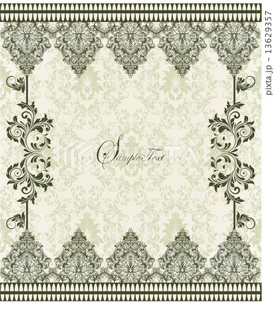 Vintage invitation card with ornate elegant abstract floral desi Vintage invitation card with ornate elegant abstract floral desi 13629357