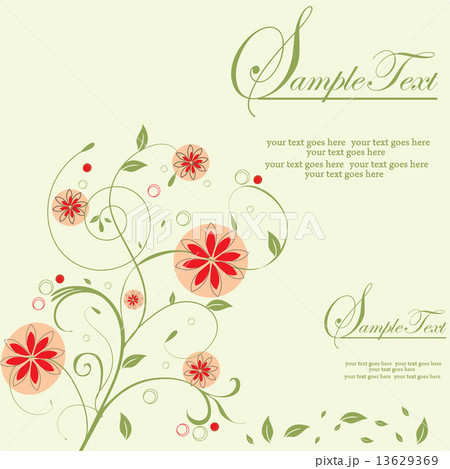 Vintage invitation card with elegant retro abstract floral desig 13629369