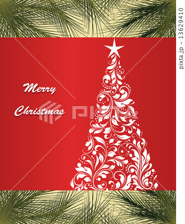 Vintage Christmas card with ornate elegant retro abstract floral 13629410