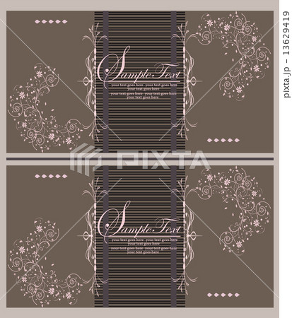 Set of two (2) vintage invitation card with elegant retro abstra 13629419