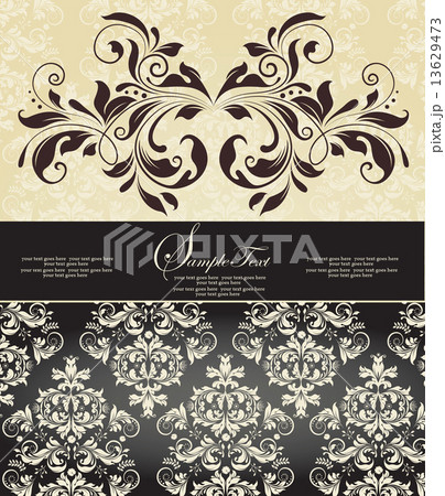 Vintage invitation card with ornate elegant abstract floral desi Vintage invitation card with ornate elegant abstract floral desi 13629473