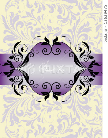 Vintage invitation card with ornate elegant abstract floral desi 13629475