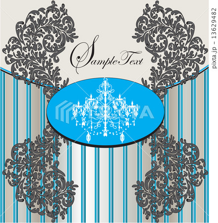 Vintage invitation card with ornate elegant retro abstract flora 13629482