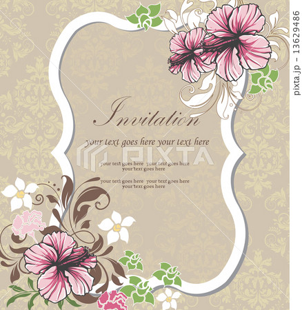 Vintage invitation card with ornate elegant retro abstract flora 13629486