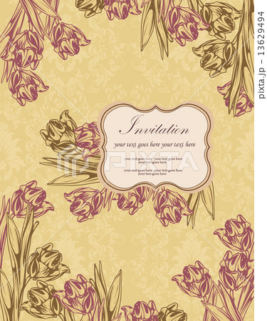 Vintage invitation card with ornate elegant retro abstract flora Vintage invitation card with ornate elegant retro abstract flora 13629494