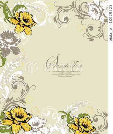 Vintage invitation card with ornate elegant retro abstract flora 13629525