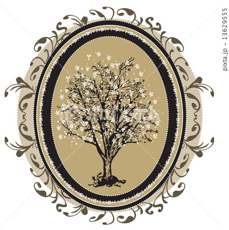 Vintage frame with ornate elegant floral tree design Vintage frame with ornate elegant floral tree design 13629555