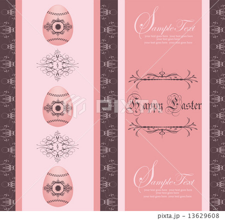 Vintage easter invitation card with ornate elegant abstract flor Vintage easter invitation card with ornate elegant abstract flor 13629608