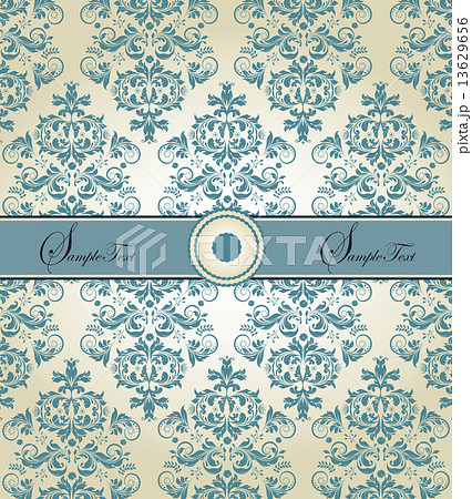 Vintage invitation card with ornate elegant abstract floral desi 13629656