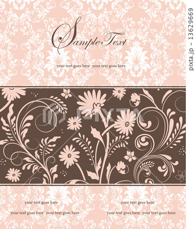 Vintage invitation card with ornate elegant retro abstract flora 13629669