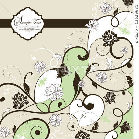 Vintage invitation card with ornate elegant retro abstract flora 13629681