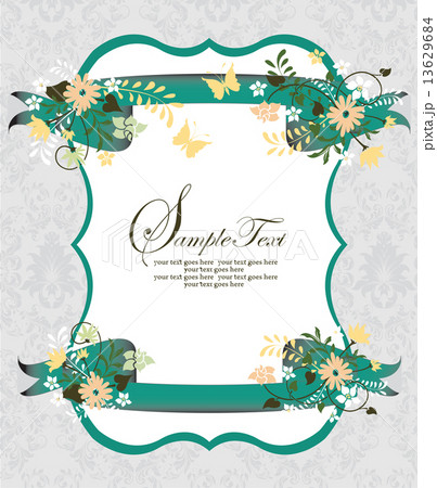 Vintage invitation card with ornate elegant retro abstract flora 13629684