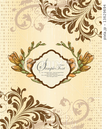 Vintage invitation card with ornate elegant retro abstract flora 13629694