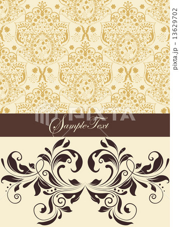 Vintage invitation card with ornate elegant abstract floral desi 13629702