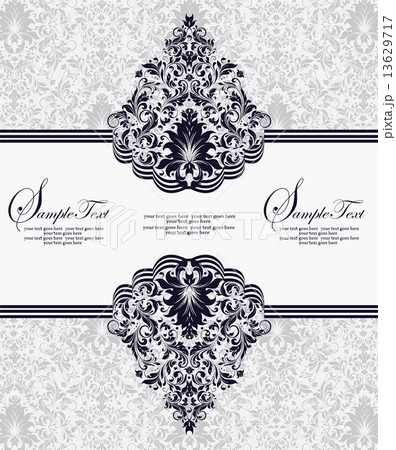 Vintage invitation card with ornate elegant abstract floral desi 13629717