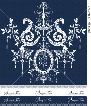 Vintage invitation card with ornate elegant abstract floral desi 13629749