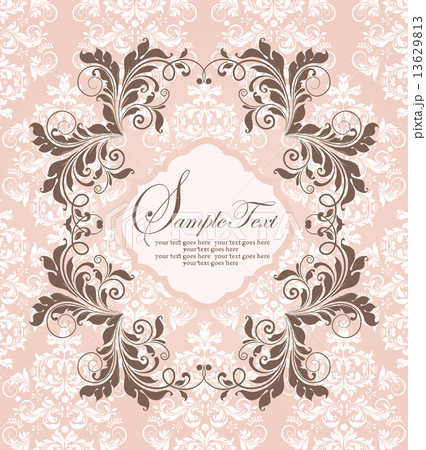 Vintage invitation card with ornate elegant abstract floral desi 13629813