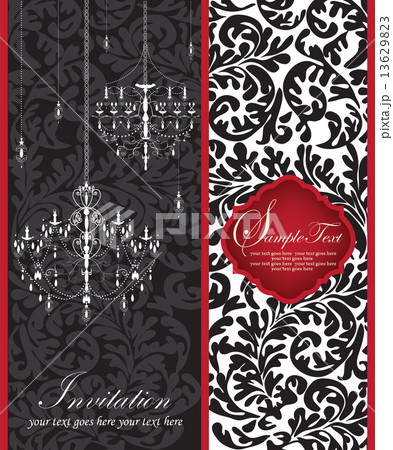 Vintage invitation card with ornate elegant retro abstract flora 13629823