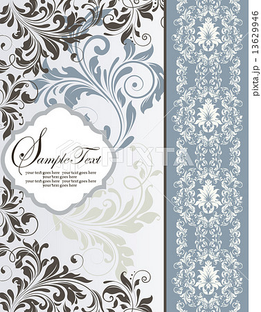 Vintage invitation card with ornate elegant retro abstract flora 13629946