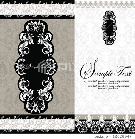 Vintage invitation card with ornate elegant abstract floral desi Vintage invitation card with ornate elegant abstract floral desi 13629947