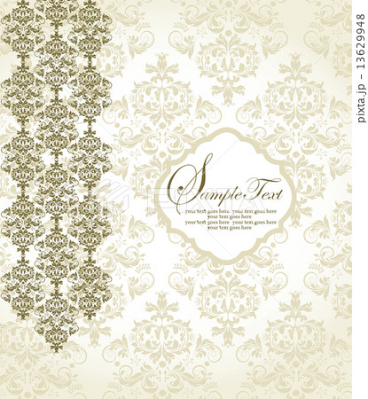 Vintage invitation card with ornate elegant abstract floral desi 13629948