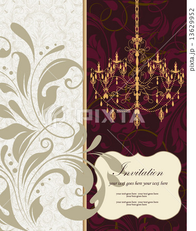 Vintage invitation card with ornate elegant retro abstract flora 13629952
