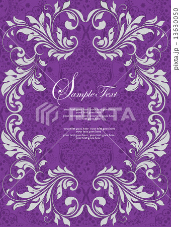 Vintage invitation card with ornate elegant abstract floral desi 13630050