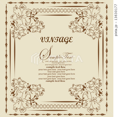 Vintage invitation card with ornate elegant abstract floral desi 13630177