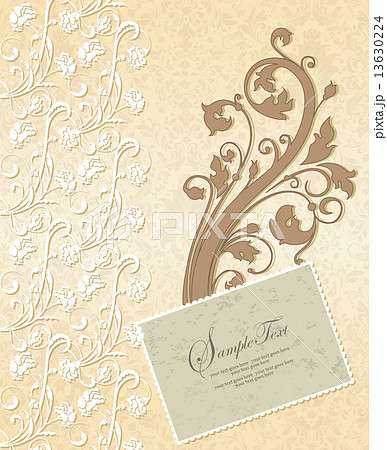 Vintage invitation card with ornate elegant retro abstract flora 13630224