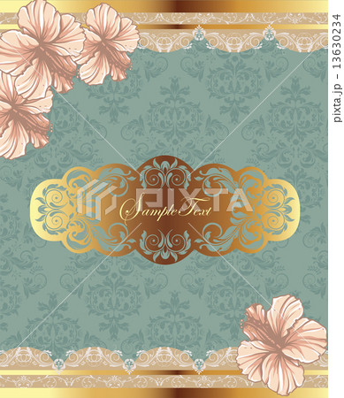 Vintage invitation card with ornate elegant retro abstract flora 13630234