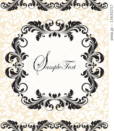 Vintage invitation card with ornate elegant abstract floral desi 13630257
