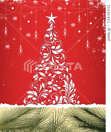 Vintage Christmas card with ornate elegant retro abstract floral Vintage Christmas card with ornate elegant retro abstract floral 13630341
