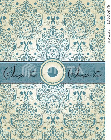 Vintage invitation card with ornate elegant abstract floral desi 13630376