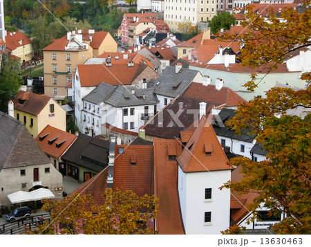 View on red roofs in Cesky Krumlov 13630463
