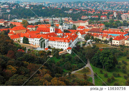Aerial view over Strahov Monastery in Prague, Czech Republic 13630756
