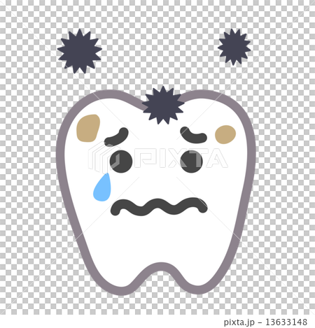 バイキンに攻撃される歯のイラスト素材