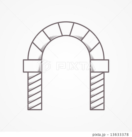 Flat line vector icon for round arch 13633378