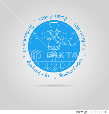 Vector illustration with round blue icon and text for rope jumping. 13635521