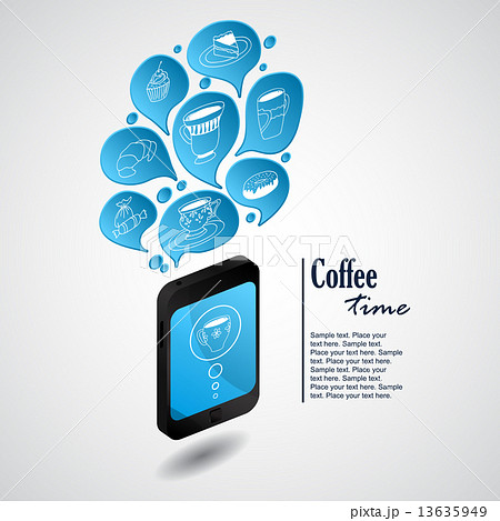 Ringing phone with bubbles of coffee Ringing phone with bubbles of coffee 13635949