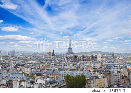 skyline of Paris with eiffel tower 13636134
