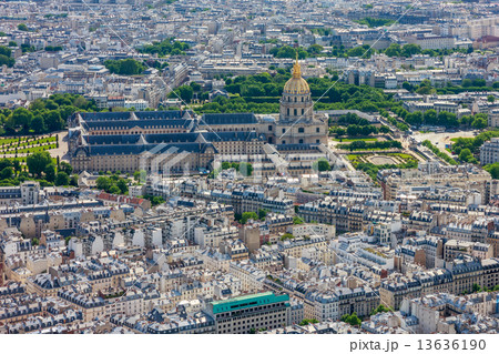 View of Paris and Les Invalides from the Eiffel tower, France 13636190