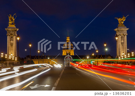 Pont Alexandre III at night illumination  in Paris, France 13636201