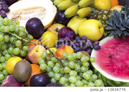 background of fresh fruits bunch berry, banana background of fresh fruits bunch berry, banana 13636776