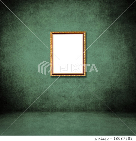 frame of photo on green grunge wall inside the room. frame of photo on green grunge wall inside the room. 13637285
