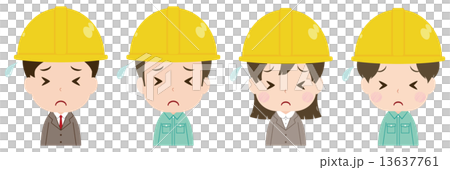 Worker face set troubled face Worker face set troubled face 13637761